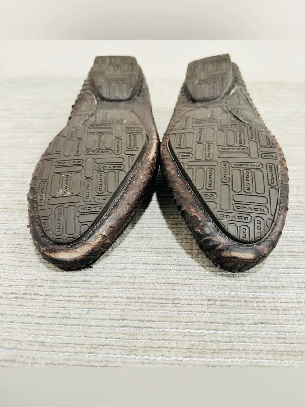 COACH Gary Men's Genuine Python Snakeskin Driving Loafers Shoes Brown 8,5 D - Picture 11 of 13